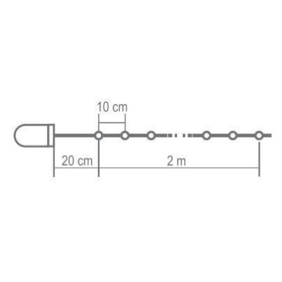 Micro LED-es elemes füzér, lapos elemtartóval, melegfehér - MLF 20/WW